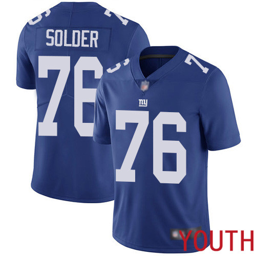Youth New York Giants 76 Nate Solder Royal Blue Team Color Vapor Untouchable Limited Player Football NFL Jersey